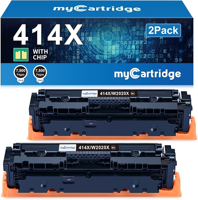 414X Black Toner Cartridge 2 Pack High Yield (with Chip) Compatible Replacement for HP 414X 414A for Color Laserjet Pro MFP M479fdw M479fdn M479dw Pro M454dw M454dn M479 M454 Printer Ink W2020X W2020A