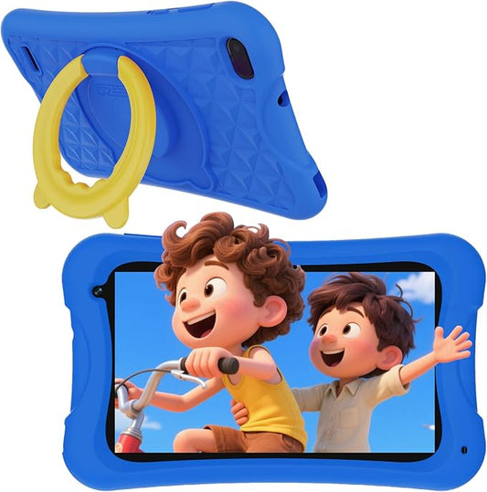 DigiLand 7inch Android Kids Tablet, 4GB RAM+32GB ROM, Quad-Core CPU, 3000mAh Battery (4H), Kid-Proof Case, Learning Apps, for Toddlers & Children 2-12 Years（Blue）