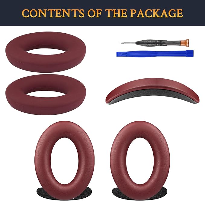 SOULWIT Replacement Kit for Bose QuietComfort 25 (QC25), Ear Pads Cushions + Headband + Earpads Cover - Burgundy
