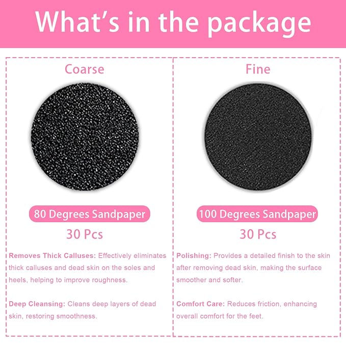 HayZBao Electric Foot Callus Remover with 60 Pcs Sandpaper Discs + 60 Pcs Sandpape Set (Black)
