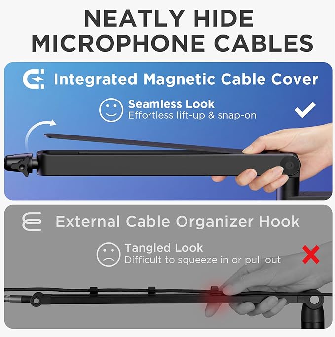 InnoGear Desktop Microphone Stand & 360° Rotatable Low Profile Mic Stand with Magnetic Cable Management Desk Mount for Fifine AM8 K669B Blue Yeti HyperX QuadCast SoloCast AT2020