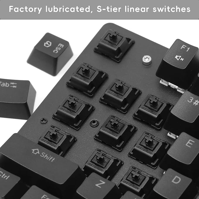 kutethy Gateron Oil King Switches, Pre-Lubed Linear Switches 55g, Quiet Smooth Mechanical Keyboard Switches for Gaming Office, 108 Pack