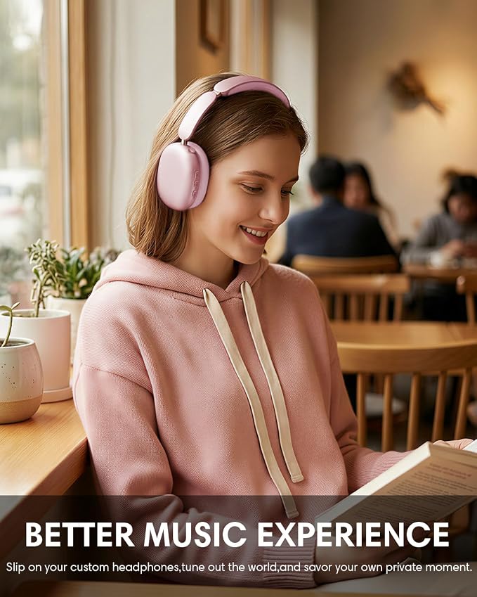 Wentronic Y02 Active Noise Cancelling Headphones, Wireless Over-Ear Bluetooth 5.4 Headphones with Microphone, 60H Playtime, Hi-Res Audio, Big Bass, Foldable Lightweight for Travel Home Office, Pink