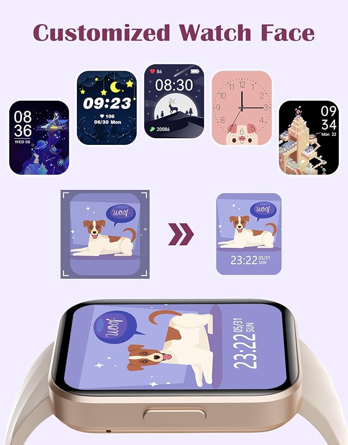 RUIMEN Smart Watches for Women Men (Answer/Make Calls) Compatible with iPhone/Android Phones, 1.85" HD Screen Fitness Tracker Heart Rate Monitor 100+ Sports Tracker Watch Waterproof (Milky White)