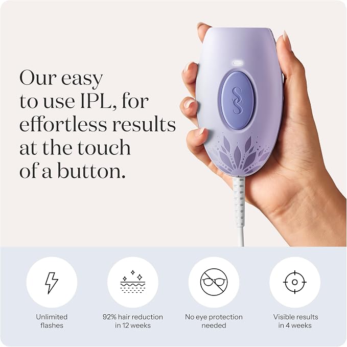SmoothSkin Pure Mini Lite IPL Lilac Hair Removal Device – Compact At-Home Laser Hair Removal for Women, Safe for Face & Body, Permanent Hair Reduction, Gentle & Painless, Salon-Quality Results