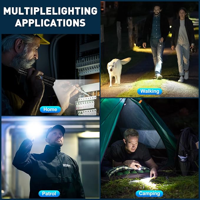 VVBE Rechargeable Flashlights High Lumens 4 Pack, 990,000lm Super Bright LED Flashlight, Adjustable Focus, 5 Modes, IPX6 Waterproof Powerful Flash Lights for Camping Home Outdoor