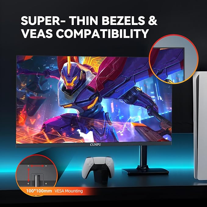 CUNPU 24 Inch 240Hz Gaming Monitor, 1080p FHD, Fast VA Panel, 1ms Adaptive Sync, Ultra Slim Frame, 16.7M Colors, sRGB 100%, HDMI 2.1 & DP 1.4, VESA, Eye Care, for PS5, Xbox, Gaming Computer Monitor