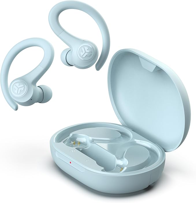 JLab, Go Sport+, True Wireless Workout Earbuds, Bluetooth Sport Earbuds, Clear Calling, Light Blue