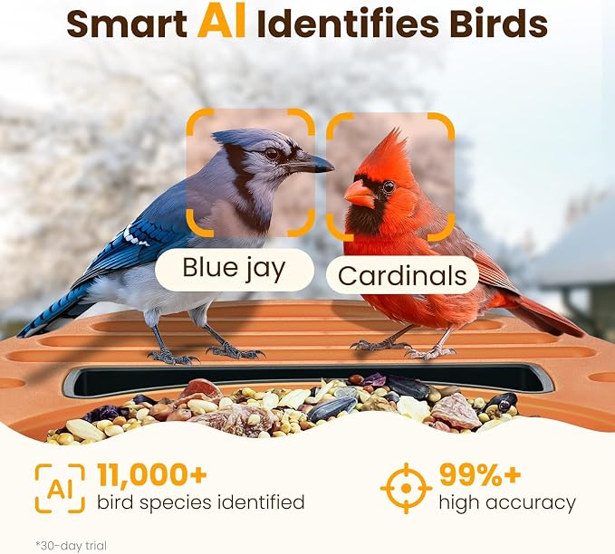 Smart Bird Feeder Camera with Bird Seed Guard (Green)