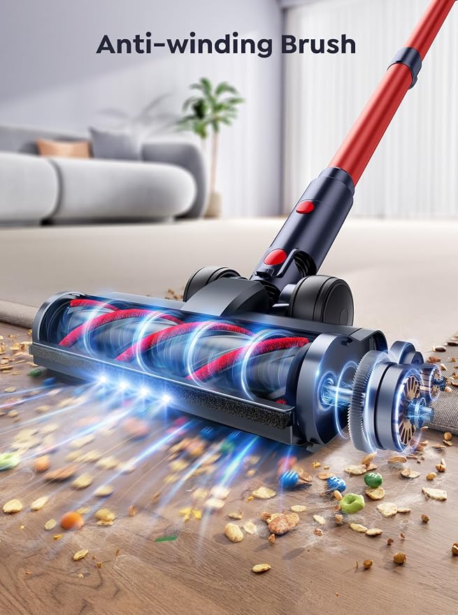 INTETURE Cordless Vacuum Cleaner, 650W 55Kpa 70Mins(ECO) Vacuum Cleaners for Home, Self-Standing Stick Vacuum with Touch Screen & Wall Charging Station for Hard Floor Carpet Pet