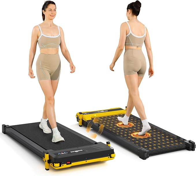THERUN Dual-Sided Walking Pad Treadmill with 5%/10% Incline, Easy-Flip 2-in-1 for Walking & Foot Massage, 330 LBS, Ultra-Quiet Under Desk Machine with Remote & LED Display for Home & Office Use