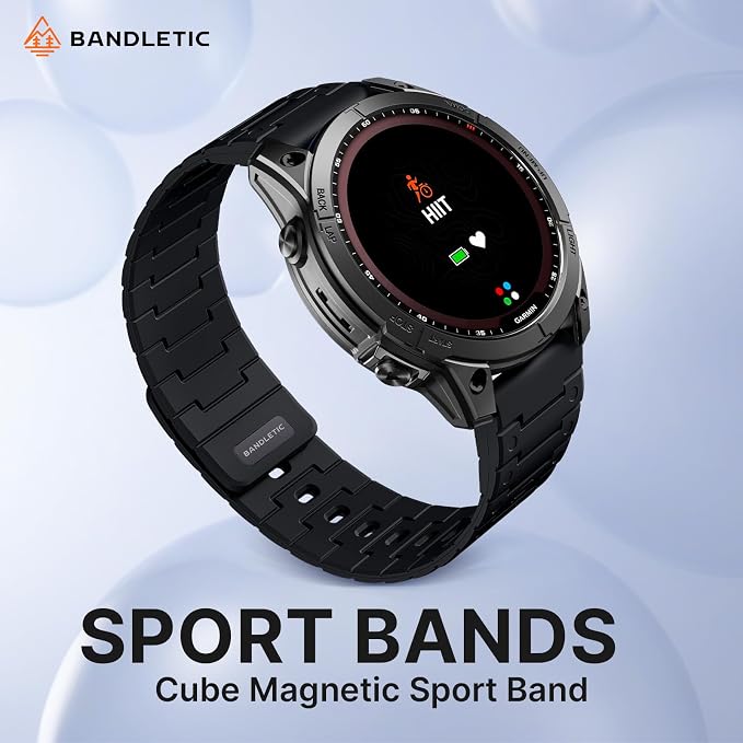 Bandletic Magnetic Compatible with Garmin Instinct 2 Watch Band - 22mm Quick Fit Silicone Strap for Fenix 8 E 47mm/7 6 Pro/5 Plus/Instinct 3 E 45mm /Forerunner 965/955 /Approach S70/S62/S60/Epix Pro2