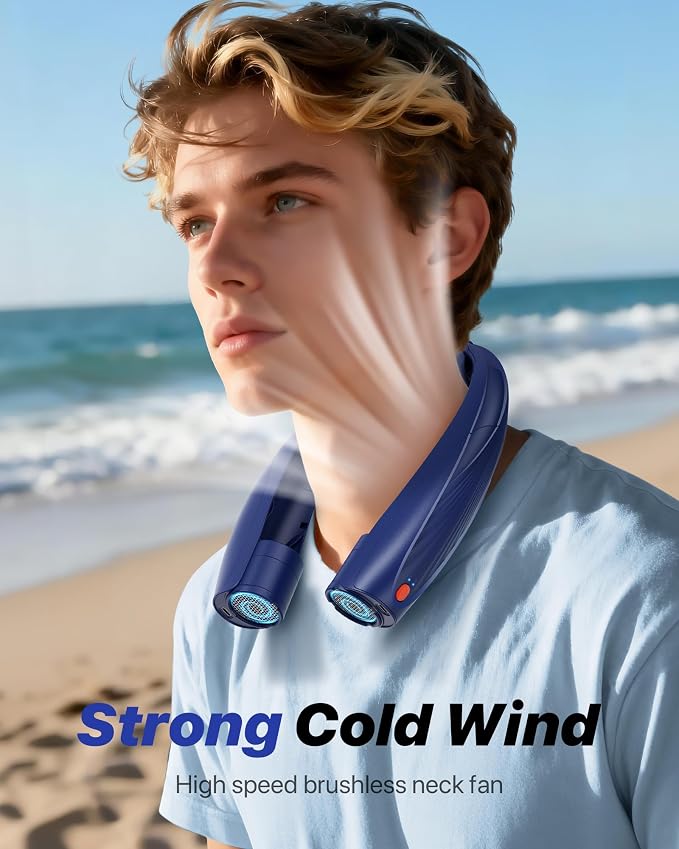 Kesguar Portable Neck Fan, 20H RunTime Cooling Fan, 6 Speeds 360° Airflow Personal Fan, Rechargeable Hands Free with 6000mAh Battery Wearable Fan Gifts for Women Men Outdoor Travel Camping