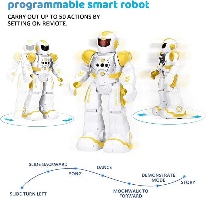 KingsDragon Robots Toy for Kids, RC Gesture Sensing Toy, Interactive Walking Singing Dancing Robot Birthday Presents for Boys Girls Age 6 7 8 9 Years Old,Yellow