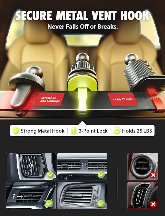 Bracketron PwrUp 15W Qi Fast Wireless Car Charger Mount – Dashboard, Windshield & Air Vent Phone Holder with Automatic Clamping, USB-C Cable, and Telescoping Arm
