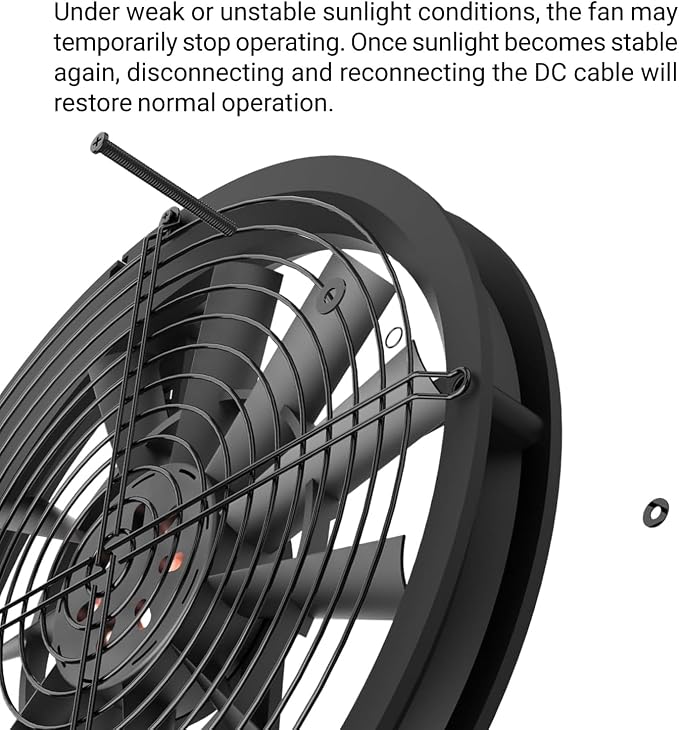 Solar Fan, 20W Weatherproof Solar Powered Fan with DC Fan for Small Chicken Coops, Greenhouses, Sheds,Pet Houses, Window Exhaust