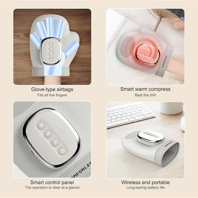 Hand Massager for Arthritis and Carpal Tunnel, Heat and Compression Electric Hand Massager for Wrist, Finger Massage, Valentine's Day Gifts for Women Men
