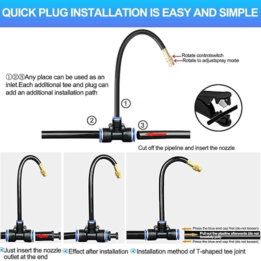 Drip Irrigation Kit Automatic Watering System for Potted Plants, 360 Degree Adjustable Copper Micro Sprinklers, Quick Connect Tubing Fittings for Garden, Lawn, Patio, Balcony (50 FT Ⅱ)