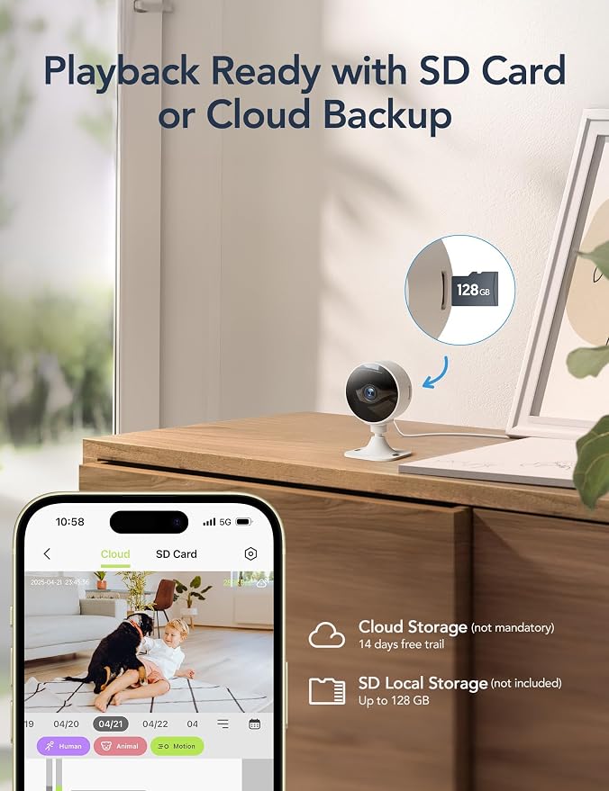 GNCC 2.4GHz Indoor Security Camera, 1080P Home Camera for Pet Monitoring, Motion Detection, Two-Way Audio, IR Night Vision, Easy Install, Cloud Storage Subscription Required, No 5GHz Support(4-Pack)