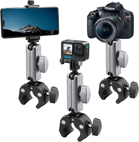 Suptig Camera Mount Super Clamp Pole Mount Tripod Clamp for Phon, Gopro Hero 13 Hero 12 11 10 9 8 7 6 5, Gopro max2, Insta 360, DJI osmo Canon DSLR etc.