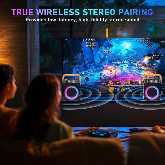 Karaoke Machine with 2 Wireless Microphones, Portable Bluetooth Karaoke Speaker for Adults & Kids with Strobe Lights, Karaoke Microphone with PA System Supports TWS/USB/TF/REC/FM/AUX