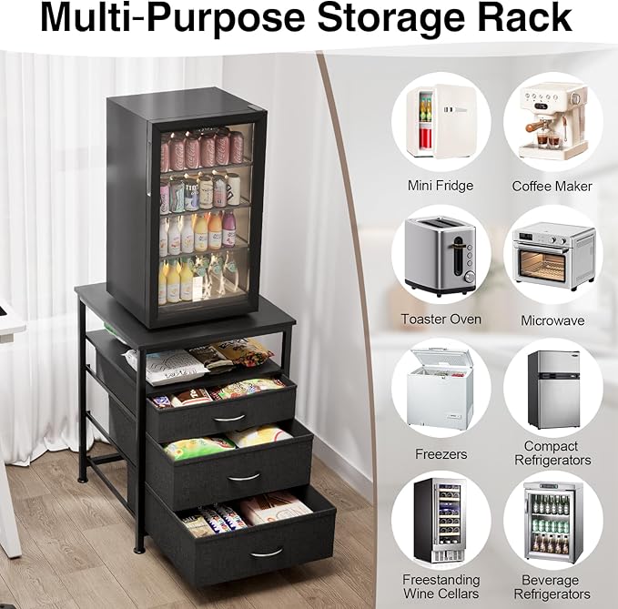 AQQHSAIN Mini Fridge Stand Heavy Duty Mini Fridge Table with Storage Dorm Fridge Shelf Beverage Refrigerator Table Stand for Home Office Dorm Apartment Kitchen (29.5 * 21.7 * 21.7inch)