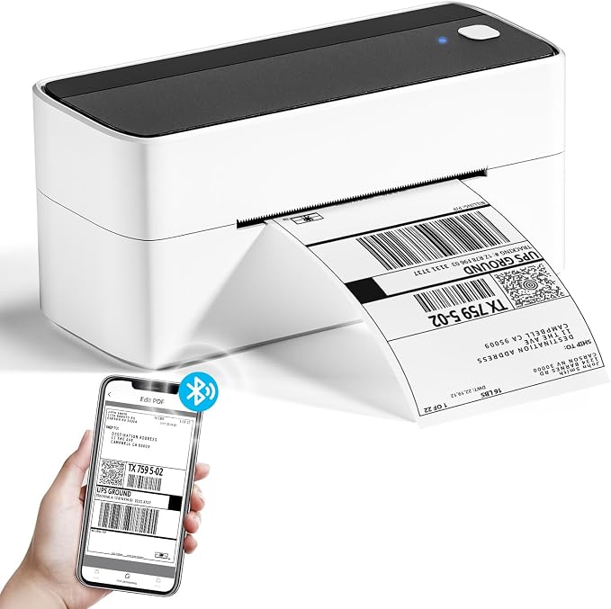 Phomemo Thermal Shipping Label Printer 241BT Black White