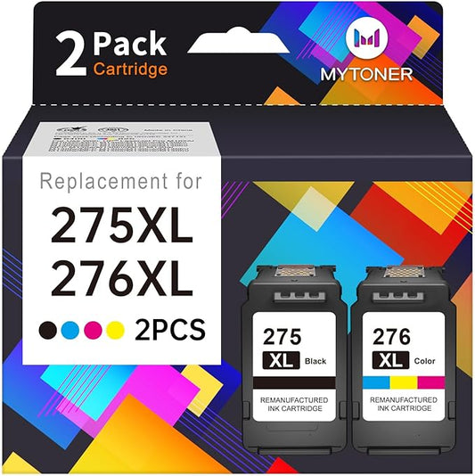 MYTONER PG-275XL CL-276XL Replacement for Canon 275 and 276 Ink Cartridge Canon Ink 275 and 276 Black Color Combo Pack for PIXMA TS3700 TS4720 TS3522 TS3722 TS3500 TR4722 TR4700 Printer(2 Pack)