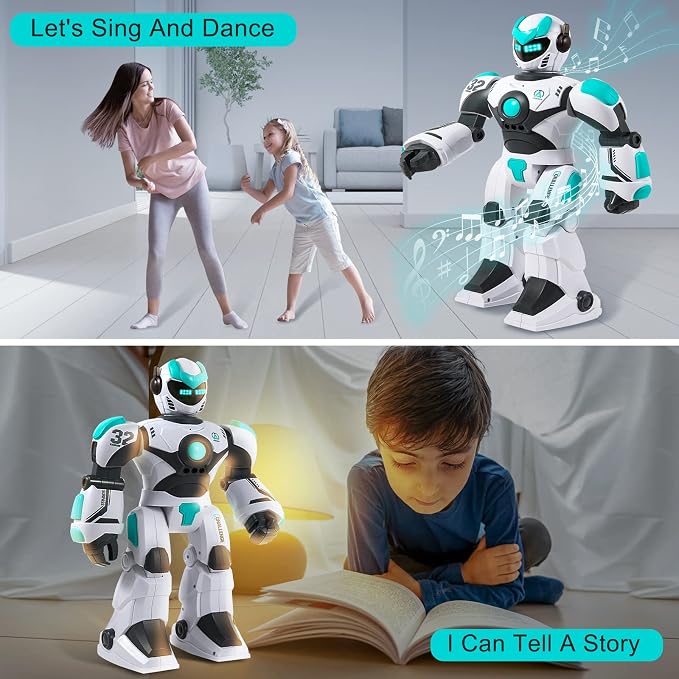 HPROMOT RC Robot Toy for Kids Remote Control Robot Toy, Smart Gesture Sensing Rechargeable & Programmable Robot Walking Dancing Singing Chirstmas Gift for 3-15 Years Old Boys Girls