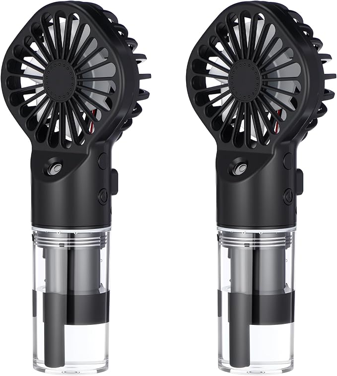 2 Pack Misting Fans Portable Handheld Rechargeable Handheld Spray Fans with 25ml Water Tank 4-speed Personal Cooling Fan, USB-c Mini Hand Fan for Travel Outdoor Sports Camping Office Home