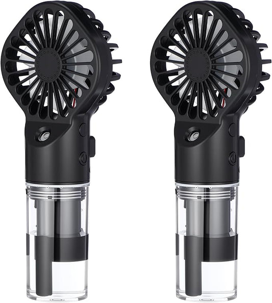 2 Pack Misting Fans Portable Handheld Rechargeable Handheld Spray Fans with 25ml Water Tank 4-speed Personal Cooling Fan, USB-c Mini Hand Fan for Travel Outdoor Sports Camping Office Home