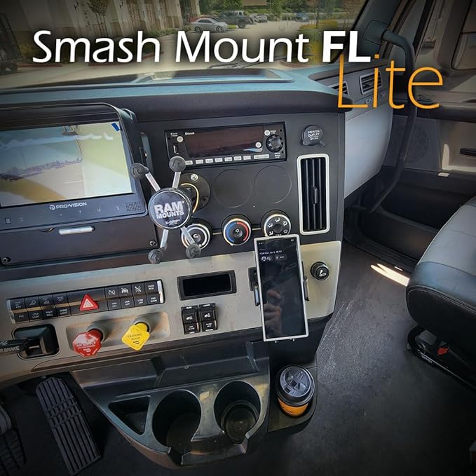 Smash Mount FL, Cascadia Phone Holder Kit 2018-2026, 1 inch RAM Compatible or 17mm Ball Phone Mount Setup for Truckers (FL Lite Smash Mount)