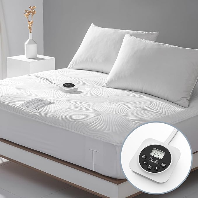 Full Size Electric Heated Mattress Pad - Bed Warmer with Memory & Preheat Functions, 12 Heat Settings Single Control for 1-12 Hours Auto Off, Lighted Button