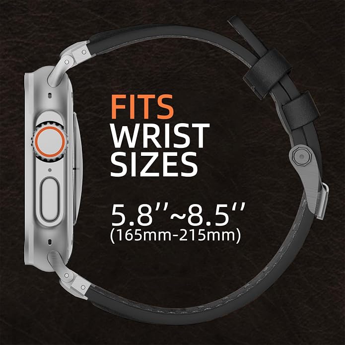 Vintage Genuine Leather Band for Apple Watch Ultra 49mm (2026 Upgrade), Rugged Replacement Strap Compatible with iWatch 46mm 45mm 44mm - for Men Women, Fit Ultra3/2/1, SE 3/2/1, Series11 10/9/8/7/6/5/4