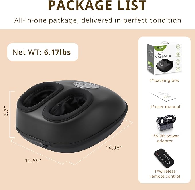Mynt Shiatsu Foot Massager with Heat, Deep Kneading Electric Foot Massage Machine for Plantar Fasciitis, FSA Eligible HSA Approved Feet Massager with Remote Control, Fits Up to 13