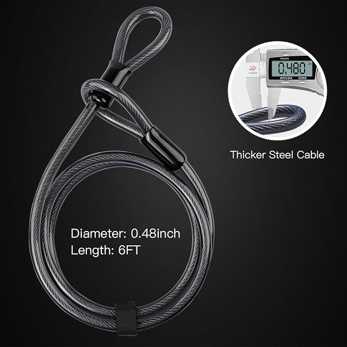 Bike U Lock Heavy Duty Bike Lock Bicycle U Lock, 16mm Shackle and 4ft/6ft Length Security Cable with Sturdy Mounting Bracket for Bicycle, Motorcycle and More