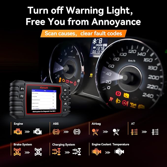 iCarsoft MBII for Mercedes Benz, Reads and Clears Trouble Codes, EPB,SAS, ETC Reset
