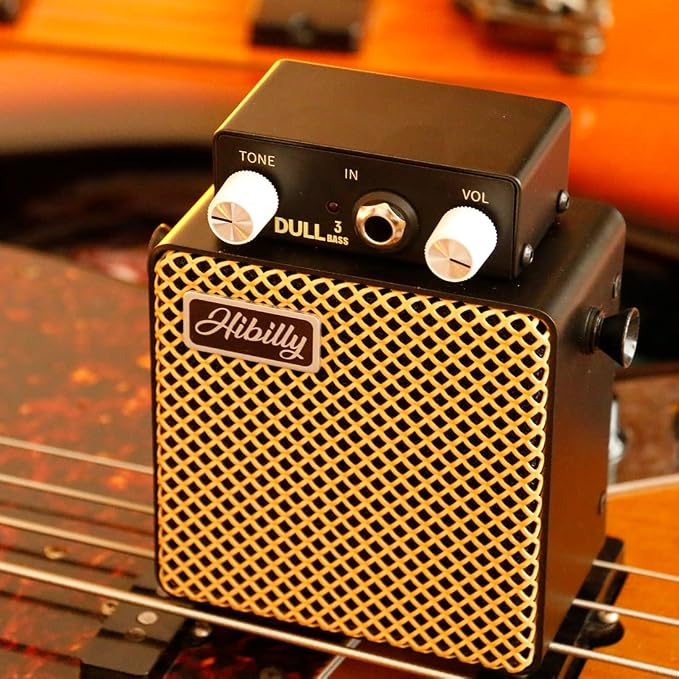 Dull3 Full-Metal Mini Bass Amplifier, Rechargeable 3W Pocket Micro Amp with Clean/Overdrive/Distortion Modes, 3" Speaker, 1200mAh Battery
