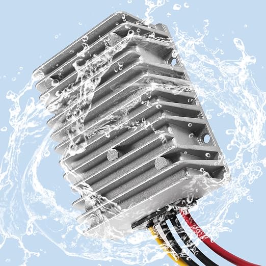 DC Voltage Reducer Converter DC 8V/40V to 13.8V 20A Automatic Step Down Up Voltage Regulator Power Converter Waterproof Module Transformer for Golf Cart Club Car