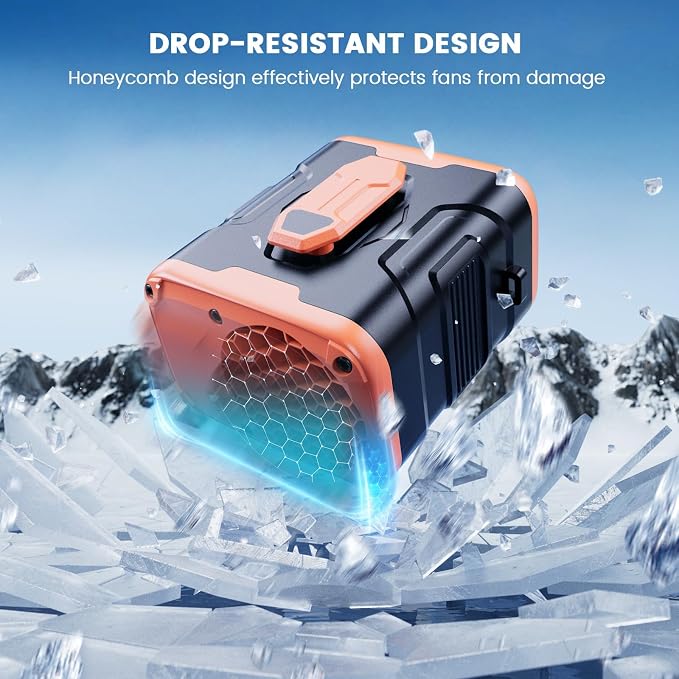 coldSky Upgraded Waist Fan Clip On, Wearable Belt Personal Fan with Light, 5 Speeds Strong Airflow Cooling for Outdoor Jobsite Camping Travel