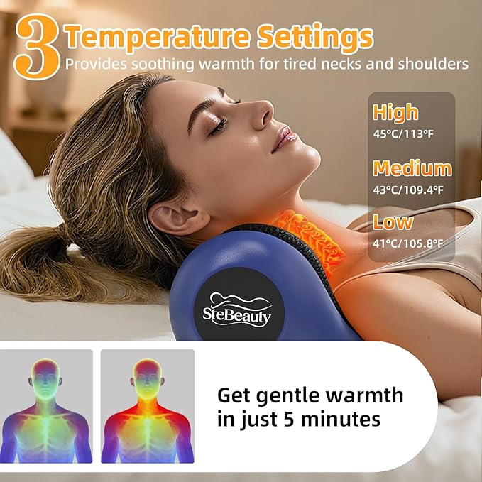 Neck Massager with Heat, Neck Massager Pillow with 3 Modes & Heat, 3-in-1 Wireless Electric Shoulder Massage with 2000mAH, Gift for Women Men Christmas