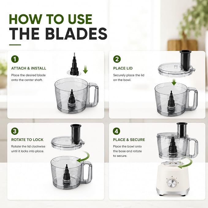 Simple Deluxe Food Processor 10.5 Cup, 2.6QT Multi-use Electric Vegetable Grinder with Slice Shred Chop Knead Functions, Kitchen Appliance for Fruit Smoothie & Dough Mixing, White