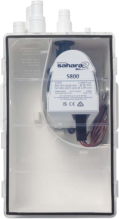 Attwood 5143-4 Marine Shower Sump System MK2, 800 GPH Pump, 12V, Large Sized Box