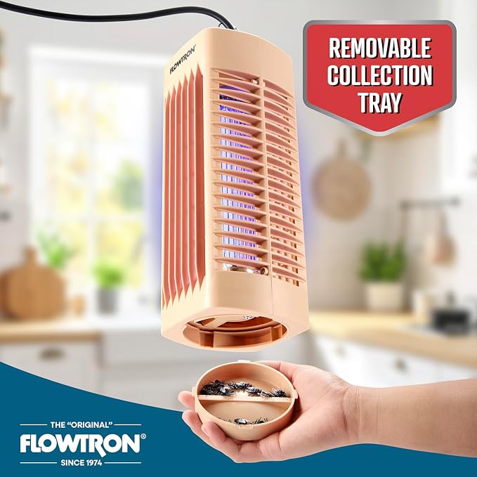 Flowtron Indoor Bug Zapper (Beige) - 1000V Electric Insect Killer with UV Light - 215 Sq Ft Coverage - Plug-in Fly & Mosquito Trap for Bedroom, Kitchen & Office