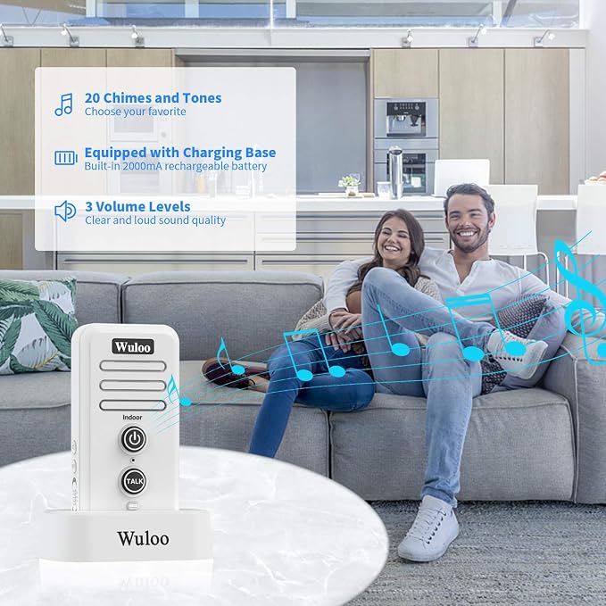 Wireless Intercom Doorbell Chime for Home Intercomunicador (2T2 White) …
