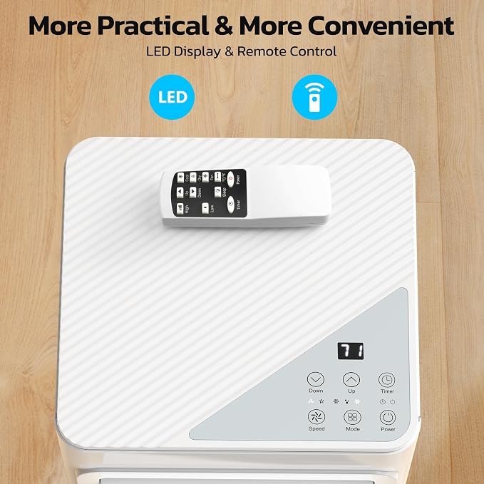 10000 BTU Portable Air Conditioners for Rooms up to 550 Sq Ft, Energy Saving Portable AC Unit with Remote Control & 24H Timer, Cool/Dry/Fan/Sleep, Installation Kits for Bedroom, Apartments