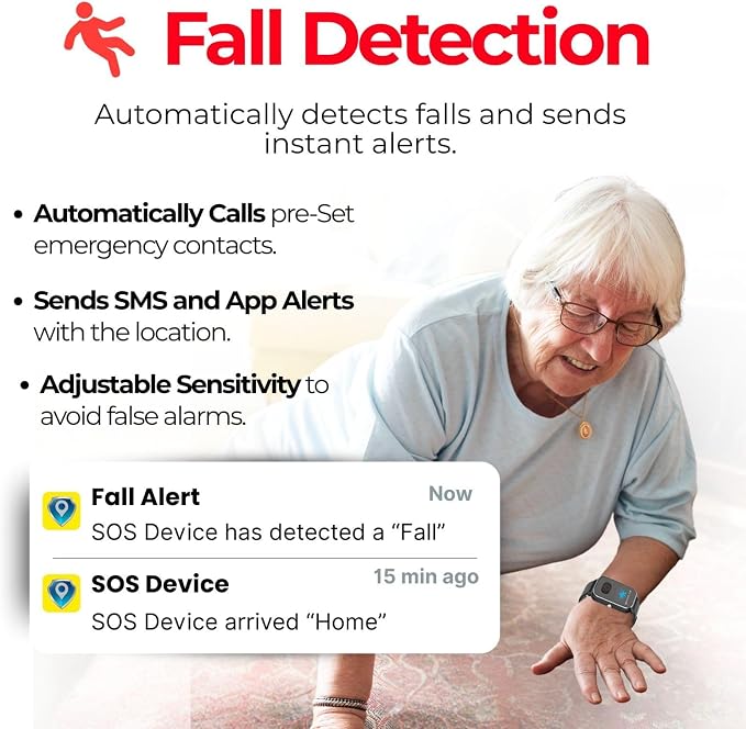 Seculife Cellular Medical Alert Smartwatch for Seniors with Fall Detection, GPS Tracking, SOS Button, Heart Rate & Blood Pressure Monitor, Pedometer, 2-Way Calling, Medical Reminders, IP67 Waterproof