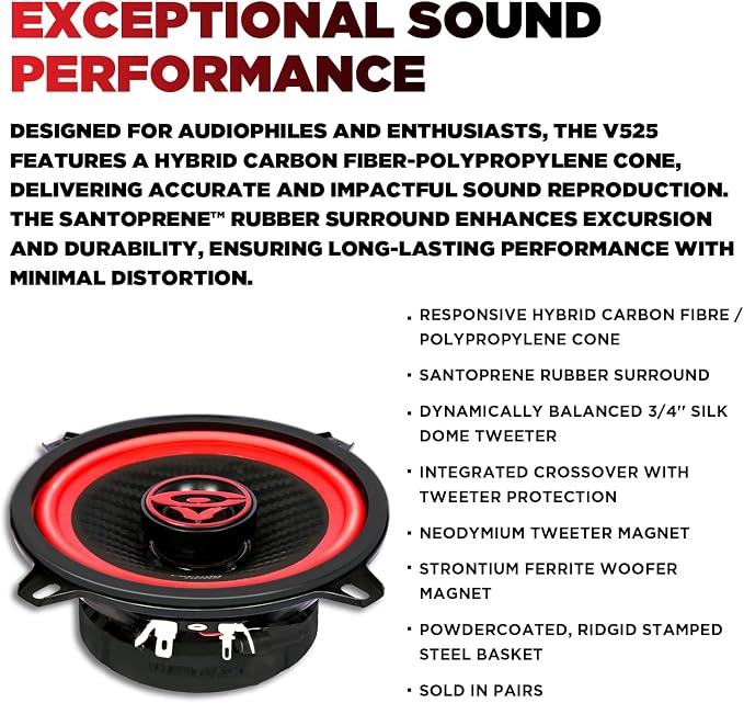 CERWIN-VEGA!V525 5.25" VEGA 2-Way 300 Watts 4 Ohm Coaxial Full Range Speakers(Pair)