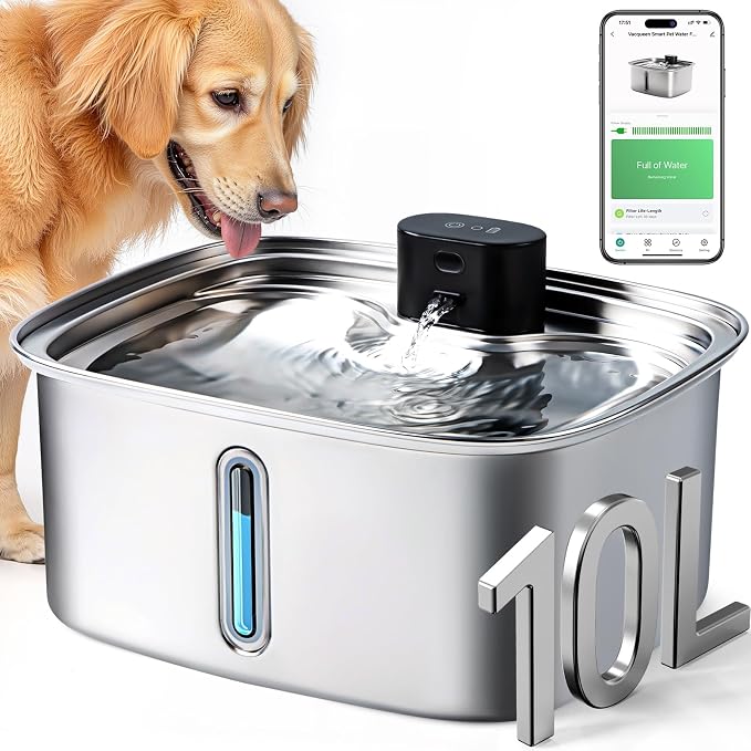 Air Purifiers for Bedroom, Smart WiFi HEPA Air Purifier for Home Pets, Smart Dog Water Bowl Dispenser Large, 10L/ 338Oz Smart Dog Water Fountain Stainless Steel with APP Monitoring