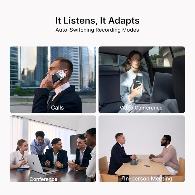 Comulytic Note Pro AI Voice Recorder, AI Note Taker w/Unlimited Transcribe & Summarize, App Control Digital Video Recorder, Support 113 Languages & Ultra-Slim for Meeting, Call, Lecture, Grey